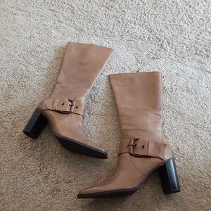Tan leather boots